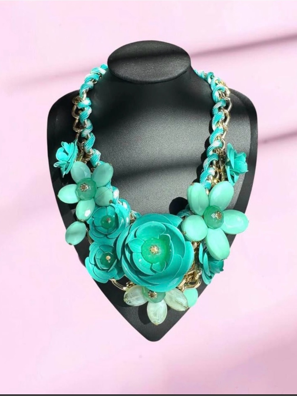 Turquoise Floral Statement Necklace - Women Jewelry